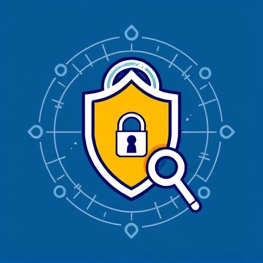 プライバシーポリシーを示す鍵と盾のイラスト。データ保護の重要性を表している